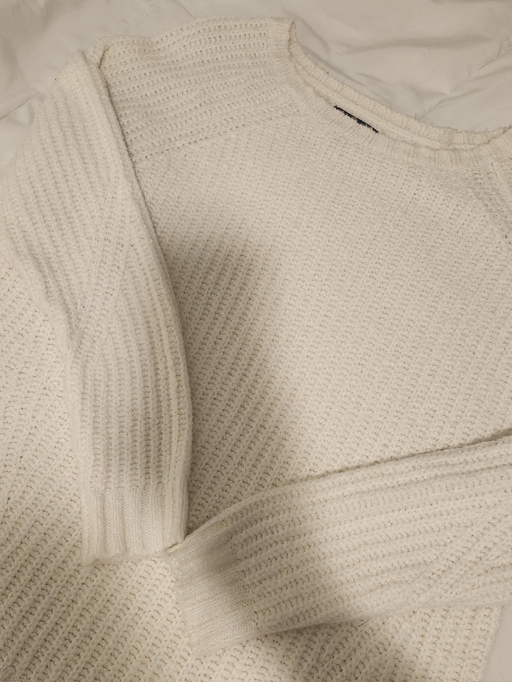 American Eagle Outfitters Cream Crewneck Knit Sweater